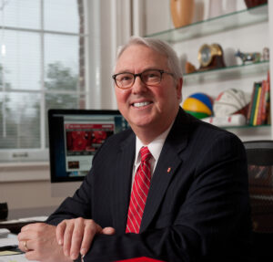 Chancellor Randy Woodson in his office