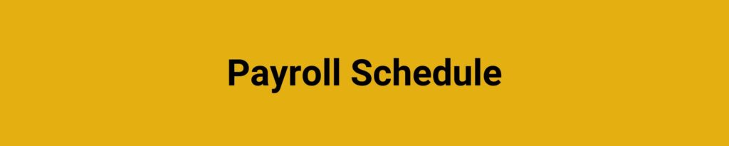 Payroll Schedule